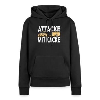 Attaque avec des excréments Drôle de fermier et d’agriculteur disant - Sweat à capuche Premium bio Femme - noir - Devant - Julia (174cm)