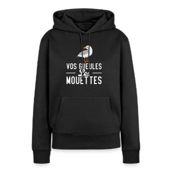 Vos gueules les mouettes - Sweat à capuche Premium bio Femme - noir - Devant - Julia (174cm)