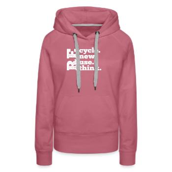 Recyceln Wiederverwenden Erneuern Umdenken - Frauen Premium Bio Hoodie - Malve - Vorne - Isabella (175cm)
