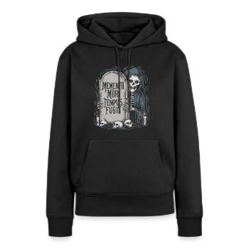 Memento Mori Tempus Fugit Skelett Stoiker - Frauen Premium Bio Hoodie - Schwarz - Vorne - Julia (174cm)