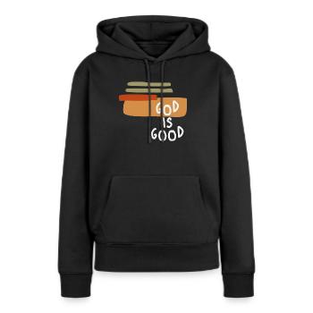 Gott ist gut - Einfaches und kraftvolles christliches Zitat - Frauen Premium Bio Hoodie - Schwarz - Vorne - Julia (174cm)
