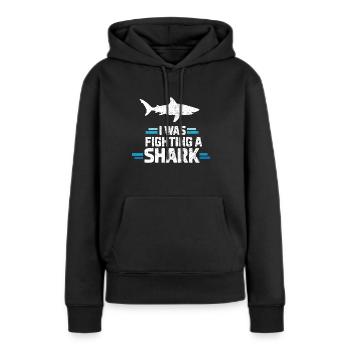 Ich kämpfte gegen einen Hai Lustige Verletzung Witz Sarkasmus - Frauen Premium Bio Hoodie - Schwarz - Vorne - Julia (174cm)