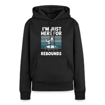 Je suis juste là pour les rebonds - Blague sur le trampoline - Sweat à capuche Premium bio Femme - noir - Devant - Julia (174cm)