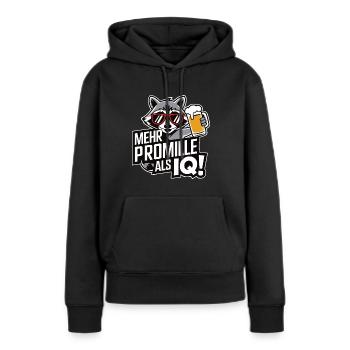 Mehr Promille als IQ Saufen Bier Alkohol Party Was - Frauen Premium Bio Hoodie - Schwarz - Vorne - Julia (174cm)