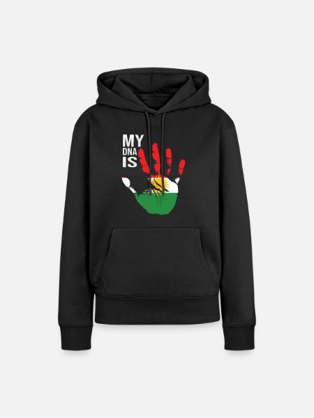 Amour du Kurdistan, mon ADN est kurde, drapeau du Kurdistan - Dame Premium hoodie, økologisk bomuld - sort
