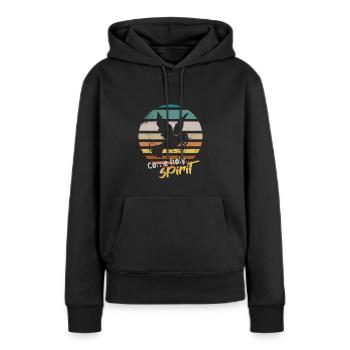 Chemises | Viens Saint - Sweat à capuche Premium bio Femme - noir - Devant - Julia (174cm)