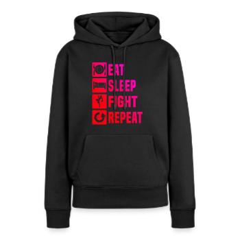 Kickboxing Kickboxing Boxe masculine Kickboxing - Sweat à capuche Premium bio Femme - noir - Devant - Julia (174cm)