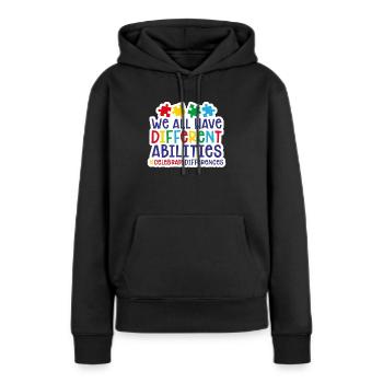 autisme - Sweat à capuche Premium bio Femme - noir - Devant - Julia (174cm)