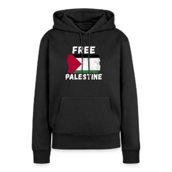 Palestine libre Palestine Anti-Oppression - Sweat à capuche Premium bio Femme - noir - Devant - Julia (174cm)