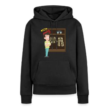Unschuldiger Sondler mit Tarnklamotten im Schrank - Frauen Premium Bio Hoodie - Schwarz - Vorne - Julia (174cm)