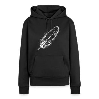 Vogelfeder Hand gezeichnet - Frauen Premium Bio Hoodie - Schwarz - Vorne - Julia (174cm)