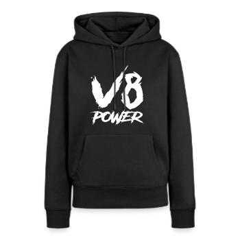 Puissance du V8 - Sweat à capuche Premium bio Femme - noir - Devant - Julia (174cm)