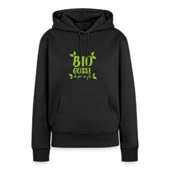 BIO GOSSE - Sweat à capuche Premium bio Femme - noir - Devant - Julia (174cm)
