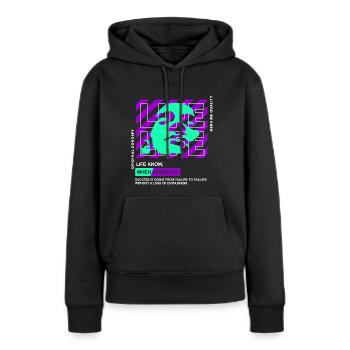 Life Streetwear - Frauen Premium Bio Hoodie - Schwarz - Vorne - Julia (174cm)