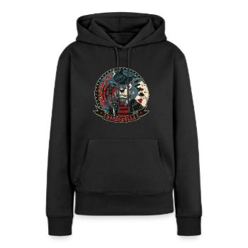 CHANT gueule de bois drôle de chat Rockabilly cadeau - Sweat à capuche Premium bio Femme - noir - Devant - Julia (174cm)