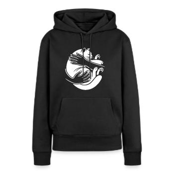 Sanfte Umarmung der Katze - Frauen Premium Bio Hoodie - Schwarz - Vorne - Julia (174cm)