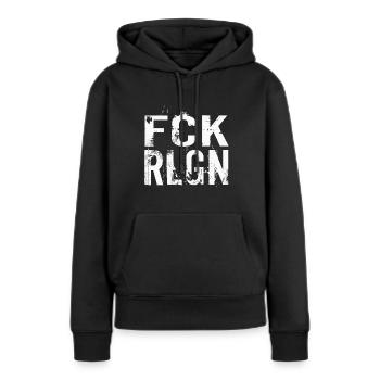 FCK RLGN - Frauen Premium Bio Hoodie - Schwarz - Vorne - Julia (174cm)