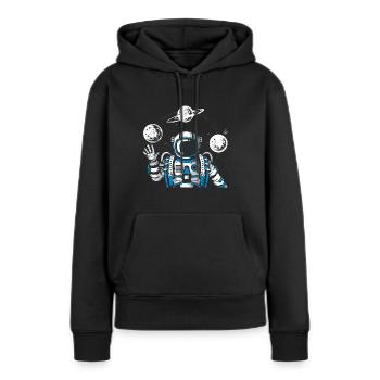 Hello Astronaut - Sweat à capuche Premium bio Femme - noir - Devant - Julia (174cm)