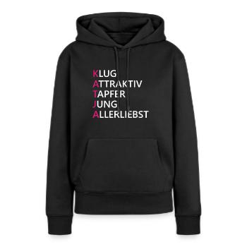 Katja Name Geschenk - Frauen Premium Bio Hoodie - Schwarz - Vorne - Julia (174cm)