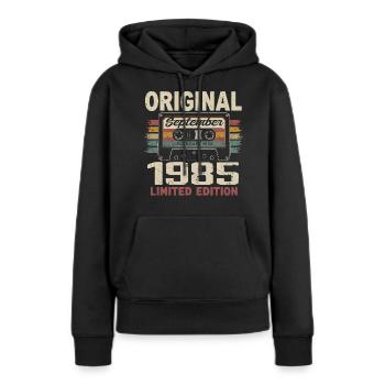 September 1985 Geburtstag, geboren im September 1985 - Frauen Premium Bio Hoodie - Schwarz - Vorne - Julia (174cm)