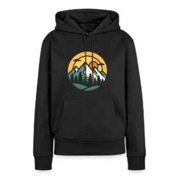 Art d'aventure au coucher du soleil en montagne - Sweat à capuche Premium bio Femme - noir - Devant - Julia (174cm)