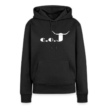 Joe - Frauen Premium Bio Hoodie - Schwarz - Vorne - Julia (174cm)