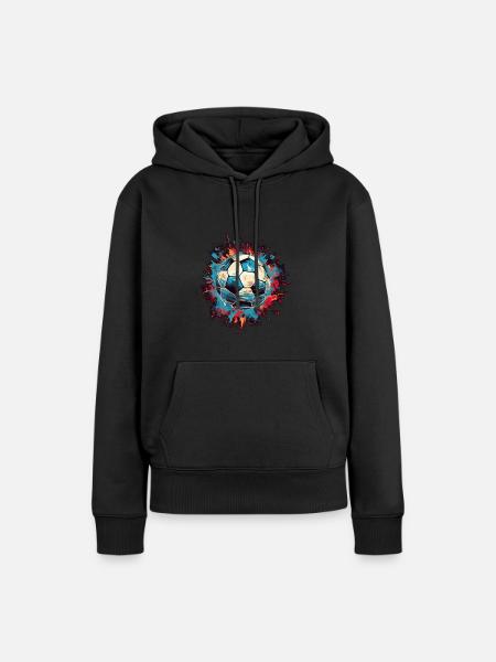 Fußball Ball - Frauen Premium Bio Hoodie - Schwarz