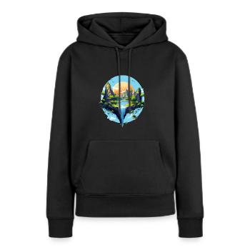 Paysage - Sweat à capuche Premium bio Femme - noir - Devant - Julia (174cm)