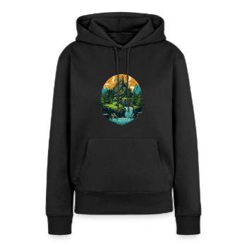 Paysage - Sweat à capuche Premium bio Femme - noir - Devant - Julia (174cm)