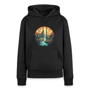Paysage - Sweat à capuche Premium bio Femme - noir - Devant - Julia (174cm)