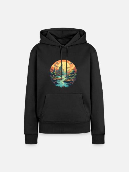 Landschaft - Frauen Premium Bio Hoodie - Schwarz