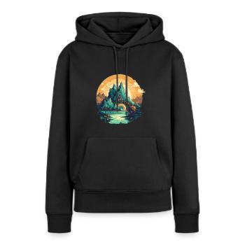 Paysage - Sweat à capuche Premium bio Femme - noir - Devant - Julia (174cm)