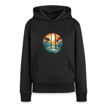 Strand - Frauen Premium Bio Hoodie - Schwarz - Vorne - Julia (174cm)