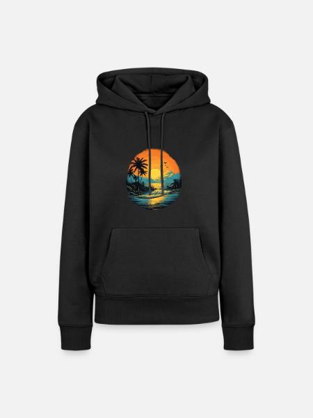 Strand - Frauen Premium Bio Hoodie - Schwarz