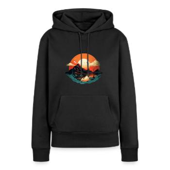 Paysage - Sweat à capuche Premium bio Femme - noir - Devant - Julia (174cm)