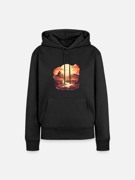 Landschaft - Frauen Premium Bio Hoodie - Schwarz