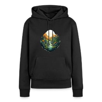 Landschaft - Frauen Premium Bio Hoodie - Schwarz - Vorne - Julia (174cm)