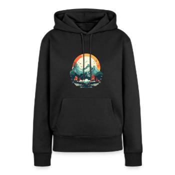 Landschaft - Frauen Premium Bio Hoodie - Schwarz - Vorne - Julia (174cm)