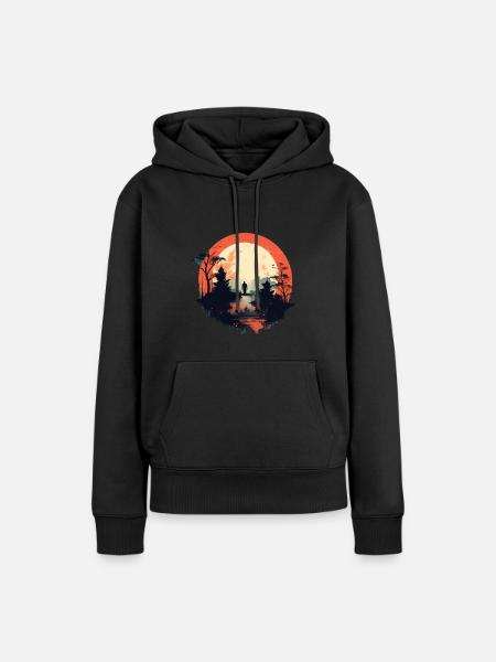 Landschaft - Frauen Premium Bio Hoodie - Schwarz