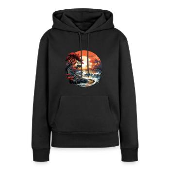 Tropical - Sweat à capuche Premium bio Femme - noir - Devant - Julia (174cm)
