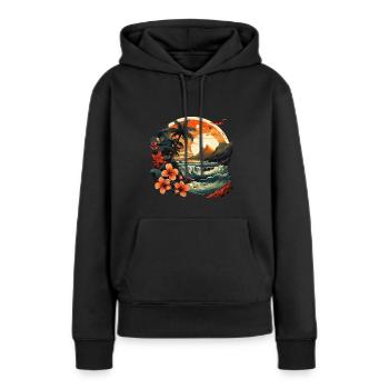 Tropical - Sweat à capuche Premium bio Femme - noir - Devant - Julia (174cm)