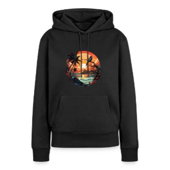 Tropical - Sweat à capuche Premium bio Femme - noir - Devant - Julia (174cm)