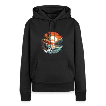 Tropical - Sweat à capuche Premium bio Femme - noir - Devant - Julia (174cm)