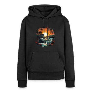 Tropical - Sweat à capuche Premium bio Femme - noir - Devant - Julia (174cm)