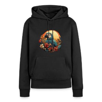 Tropical - Perroquet - Sweat à capuche Premium bio Femme - noir - Devant - Julia (174cm)