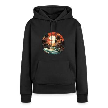 Tropical - Sweat à capuche Premium bio Femme - noir - Devant - Julia (174cm)