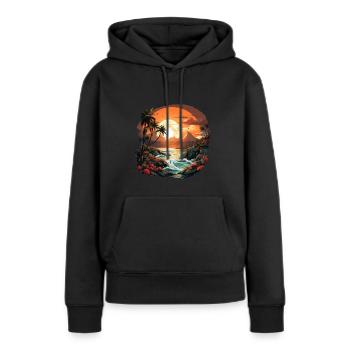 Tropical - Sweat à capuche Premium bio Femme - noir - Devant - Julia (174cm)