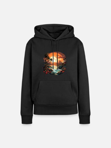 Tropisch - Frauen Premium Bio Hoodie - Schwarz