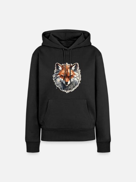 Fuchs - Illustration - Frauen Premium Bio Hoodie - Schwarz