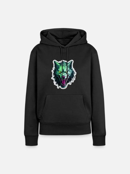 Wolf - Illustration - Frauen Premium Bio Hoodie - Schwarz